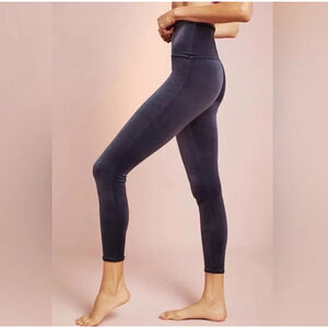 SPANX Shiny Velvet High Waisted Leggings Navy High Rise S Pull On